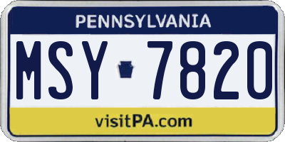 PA license plate MSY7820