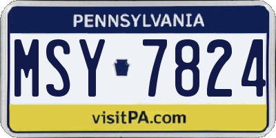 PA license plate MSY7824