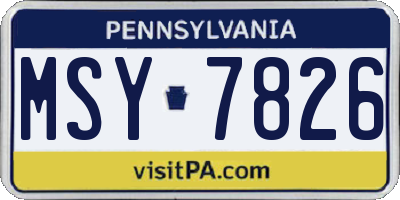 PA license plate MSY7826