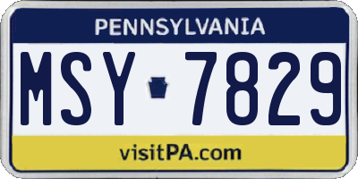 PA license plate MSY7829