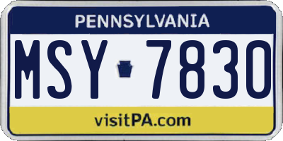 PA license plate MSY7830
