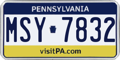 PA license plate MSY7832
