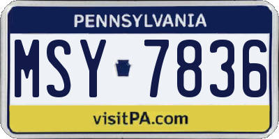 PA license plate MSY7836