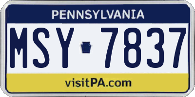 PA license plate MSY7837