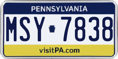 PA license plate MSY7838