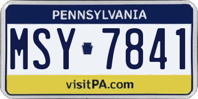 PA license plate MSY7841