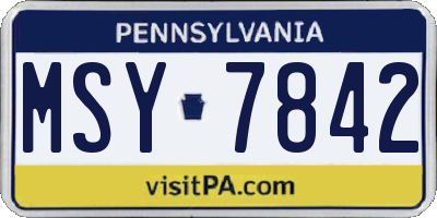 PA license plate MSY7842