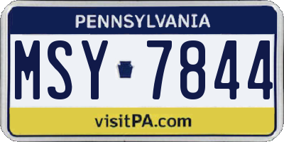 PA license plate MSY7844