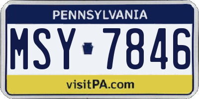 PA license plate MSY7846