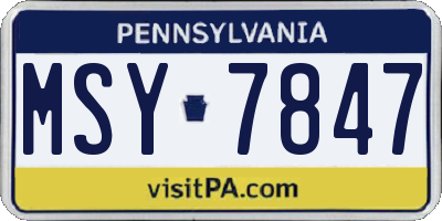 PA license plate MSY7847