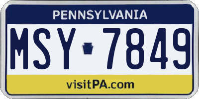 PA license plate MSY7849