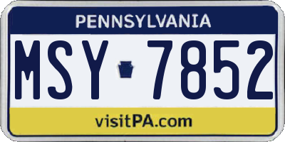 PA license plate MSY7852