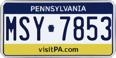 PA license plate MSY7853
