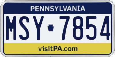 PA license plate MSY7854
