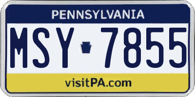 PA license plate MSY7855
