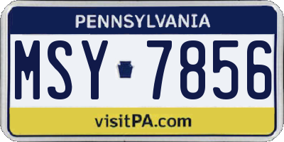 PA license plate MSY7856