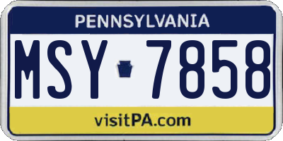 PA license plate MSY7858