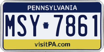 PA license plate MSY7861