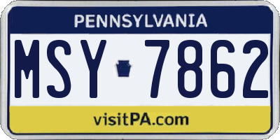PA license plate MSY7862