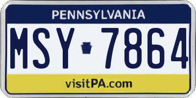 PA license plate MSY7864