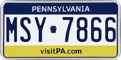 PA license plate MSY7866