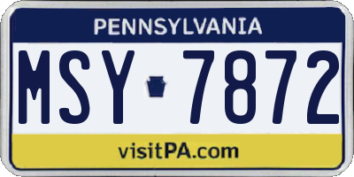 PA license plate MSY7872