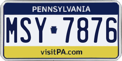 PA license plate MSY7876