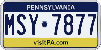 PA license plate MSY7877