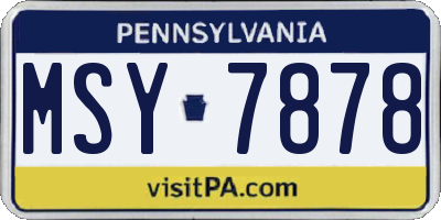 PA license plate MSY7878