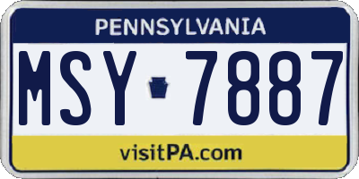 PA license plate MSY7887