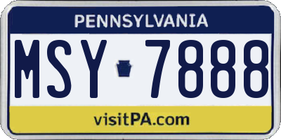 PA license plate MSY7888