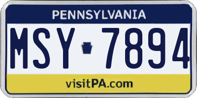 PA license plate MSY7894