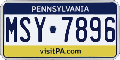 PA license plate MSY7896