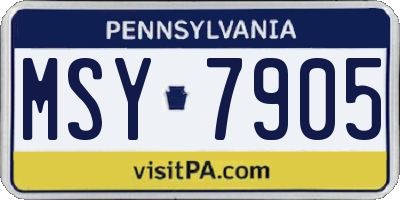 PA license plate MSY7905