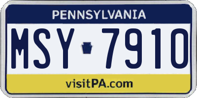 PA license plate MSY7910