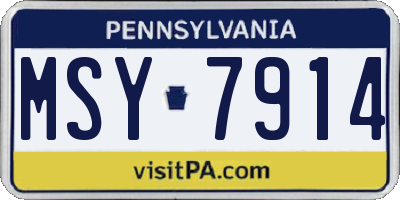 PA license plate MSY7914