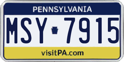 PA license plate MSY7915