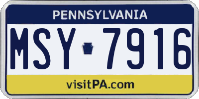 PA license plate MSY7916