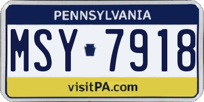 PA license plate MSY7918