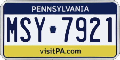 PA license plate MSY7921