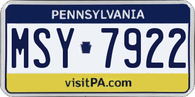 PA license plate MSY7922