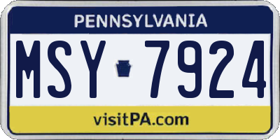 PA license plate MSY7924