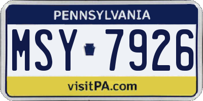 PA license plate MSY7926
