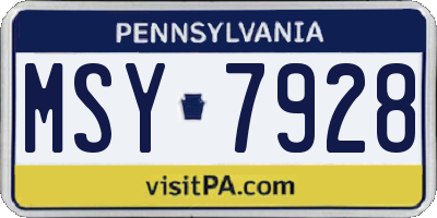 PA license plate MSY7928
