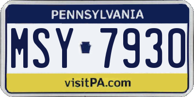 PA license plate MSY7930