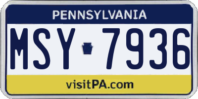 PA license plate MSY7936