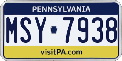 PA license plate MSY7938