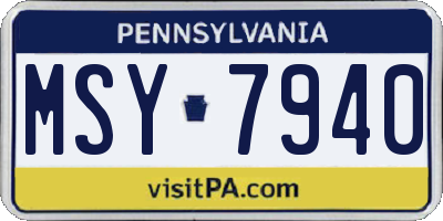 PA license plate MSY7940