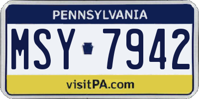 PA license plate MSY7942