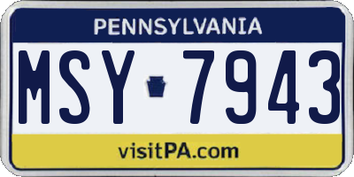 PA license plate MSY7943
